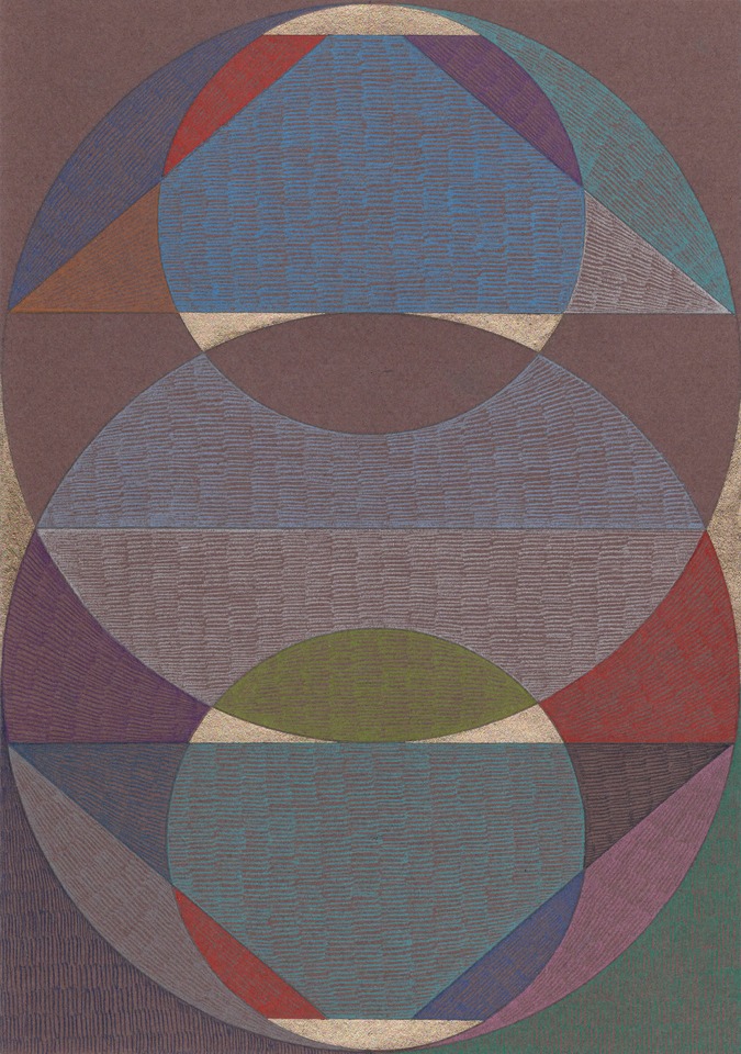 Claudia Wieser
Untitled, 2020
Coloured pencil and gold leaf on coloured paper
29.7 x 21 cm