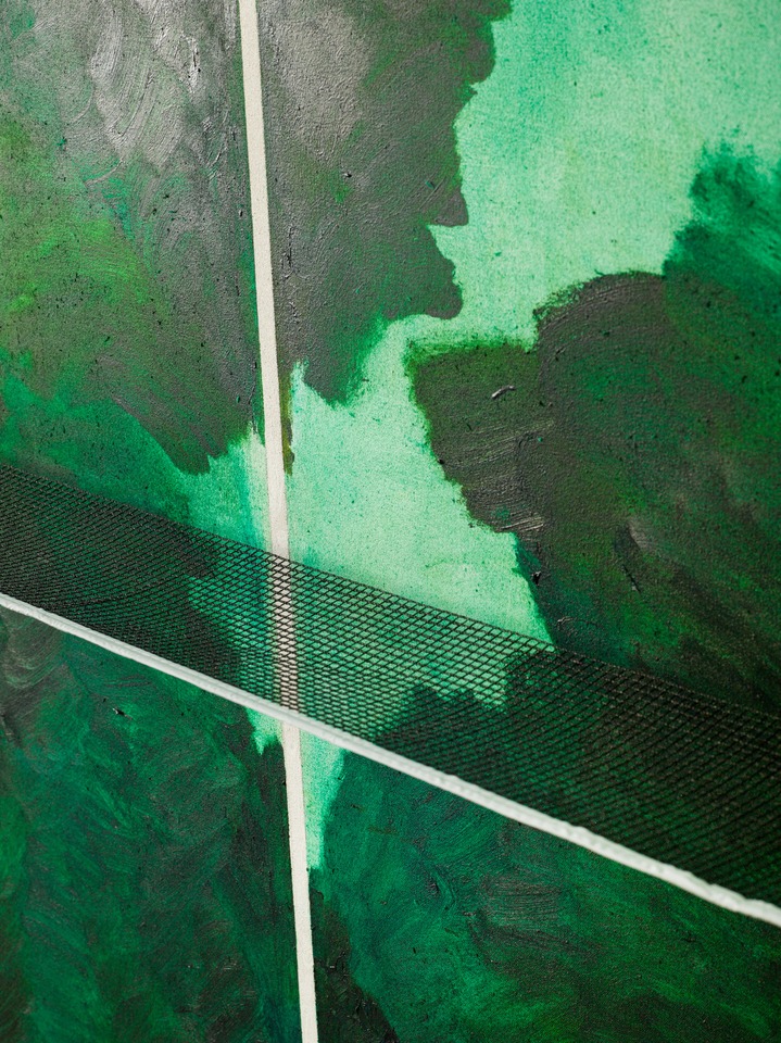 Detail: This Is Not A Pingpong Table, 1990
Oil on canvas with removable net
274 x 152,5 cm