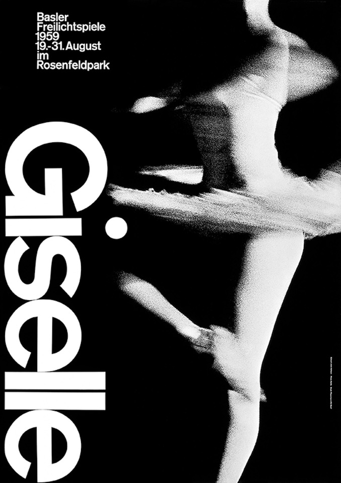 Armin Hofmann Poster for Giselle
Open Air Events Basel, Photolithography, 1959
© Matthias Hofmann