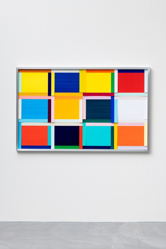 The design for the window:
Imi Knoebel
Basel Fenster 2 Ed. (Entwurf Nr. 3 von 12), 2020
Acrylic on plastic foil
101.4 x 161.6 x 4.5 cm (framed)
Ed. 6 / 7 + 2 AP + 1