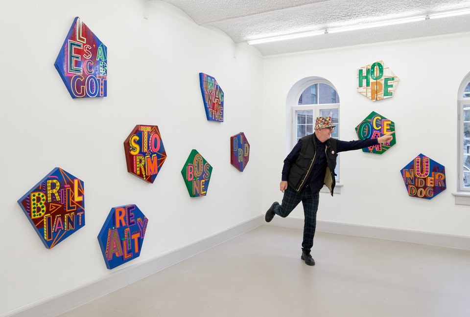 Bob & Roberta Smith in his exhibition &#8216;The Word Observatory&#8217;