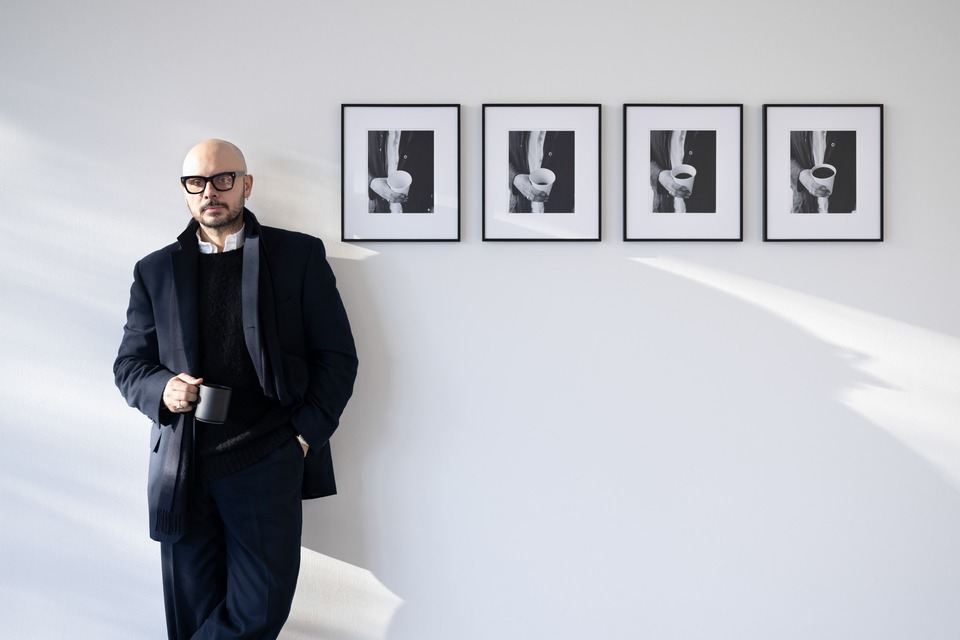 Landon Metz in front of his work

*A Paper Cup Of Coffee Warmed My Hands*, 2023
Archival pigment print
4 parts\
25.4 x 20.3 cm each\
10 x 8 inches each
Ed. 2/2