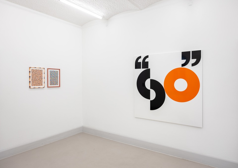 Left: **Liu ****Shiyuan, ***Green Voices*, 2024 and *Neon Snowflakes*, 2023
Right: **Barbara Stauffacher Solomon, ***“SO” Supersign*, 2021