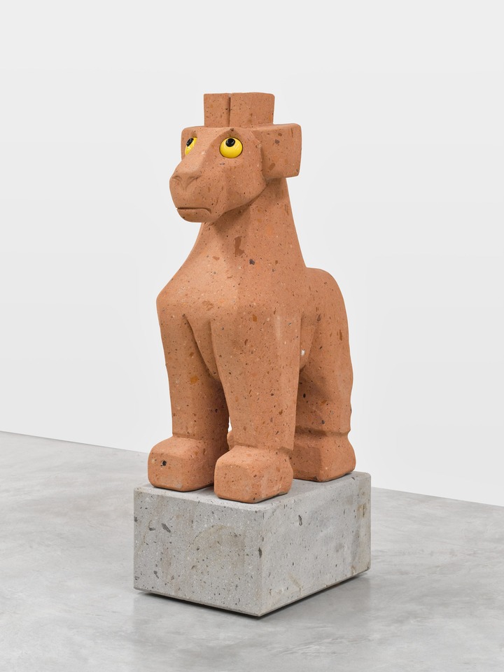 Olaf Breuning
Giraffe, 2024
Orange cantera stone, ceramic, cantera stone
149.9 x 59.7 x 45.7 cm
