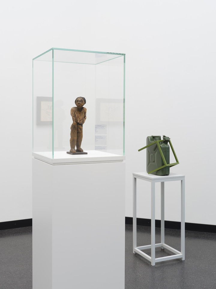 View on Florian Slotawa’s "KS.069" next to

Ernst Ludwig Kirchner’s "Kleiner Adam," 1911
