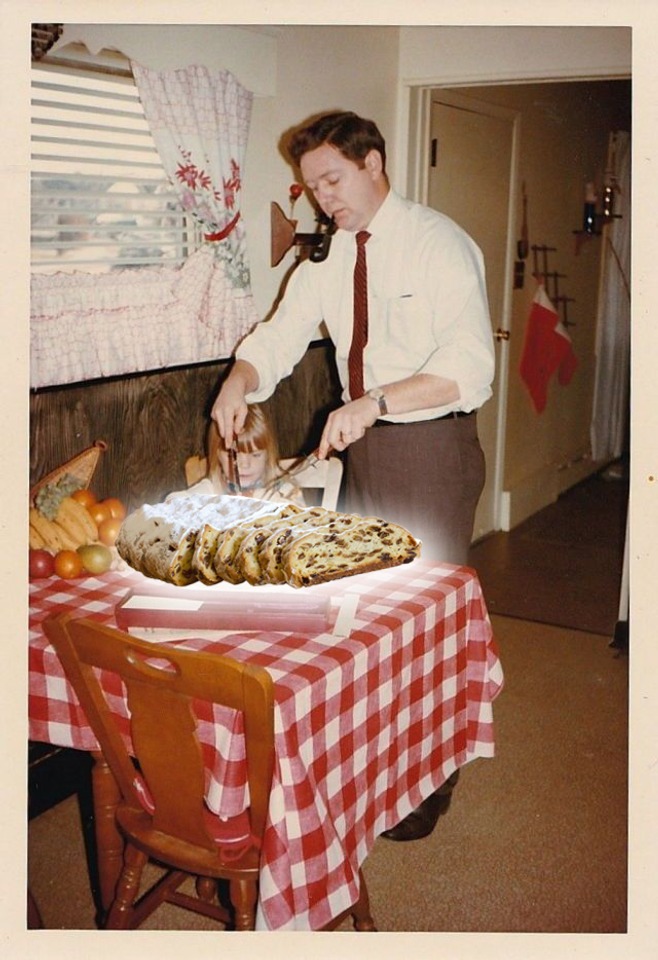 Christstollen collage with old analog photo from the archive compiled by von Bartha team
