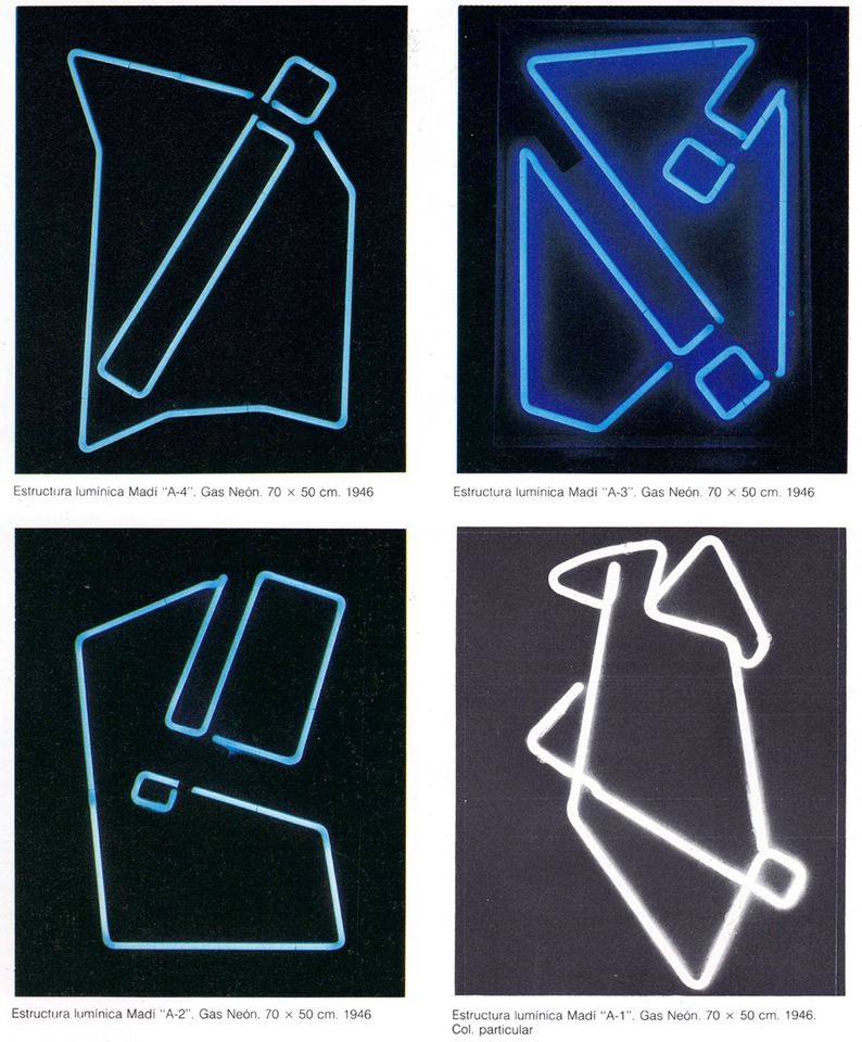 Gyula Kosice, “Estructura Luminica Madí” series, scanned from the publication “Kosice. Arte y Filosofia Porvenirista,” 1996.
