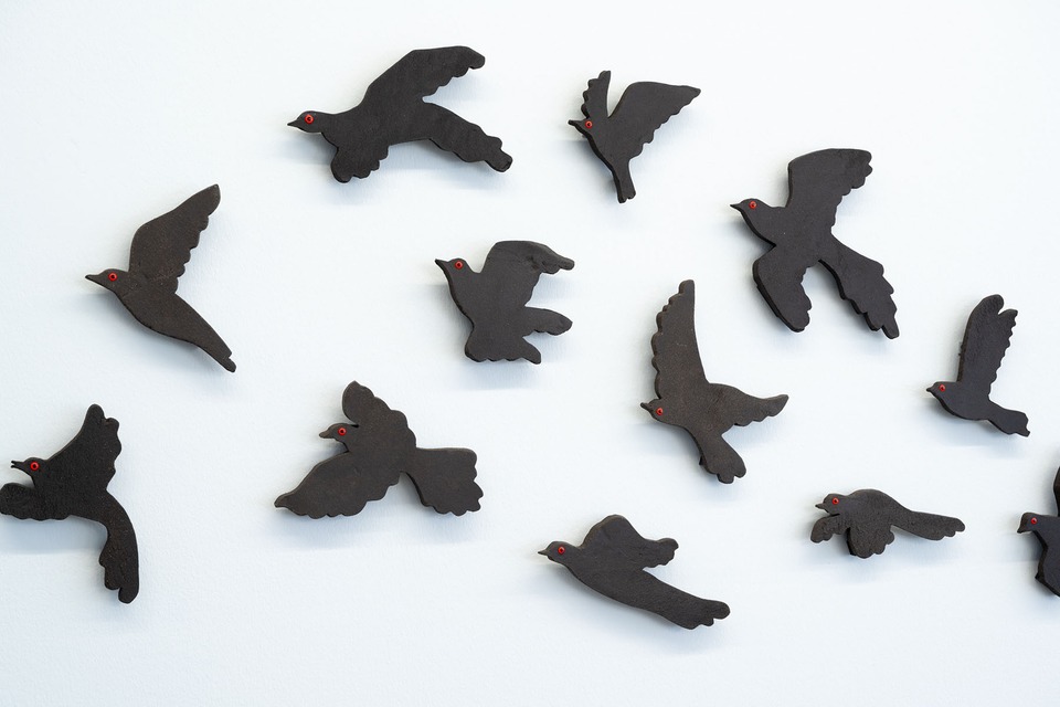 Emilia Bergmark, detail view of “EX (Passenger Pigeon),” 2025. Photo: Finn Curry
